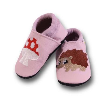 Krabbelschuhe Igel und Pilz